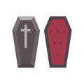 Vampire coffin flat icon. Halloween illustration of coffin
