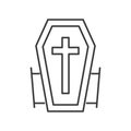Vampire coffin, Halloween related hollow outline icon, editable