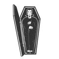 Vampire in coffin sketch vector illustration