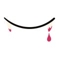 Vampire fangs dripping blood Halloween costume accessory hand drawn illustration