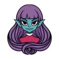 Vampire girl portrait. Halloween illustration for posters and stickers .