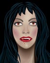 Vampire Halloween Woman portrait on a black background. Gothic lady with long hair and blood on his lips. Vector Royalty Free Stock Photo