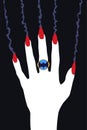 Vampire Hand with Red Claws Vector flat art