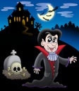 Vampire with haunted house Royalty Free Stock Photo