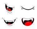 Vampire mouth fang smile set isolated on white background