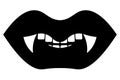 Vampire mouth. Silhouette. Dangerous lips. Sharp white fangs. The devil\'s bite. Kiss of Dracula Royalty Free Stock Photo