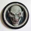 Lovecraftian Vampire Portrait In 2d Circle Frame With Acrylic Paint Royalty Free Stock Photo