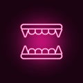 Vampire's teeth neon icon. Elements of Halloween set. Simple icon for websites, web design, mobile app, info graphics