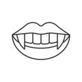 Vampire teeth, halloween related hollow outline icon, editable s
