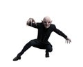 Vampire undead creature crouching in a creepy pose. 3d illustration isolated on white background Royalty Free Stock Photo