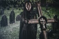 Vampire Woman Fear of the Cross Undead Cemetery Royalty Free Stock Photo