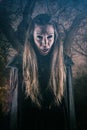 Vampire Woman Scary Forest Black Eyes Night Evil Royalty Free Stock Photo