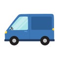 Van in cartoon style for kids. Blue delivery car isolated on white background Royalty Free Stock Photo
