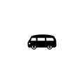 Van black silhouette. Minibus vector line icon isolated on white background. Royalty Free Stock Photo