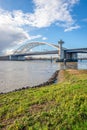 Van Brienenoord bridge over the Nieuwe Maas river in the Dutch c Royalty Free Stock Photo