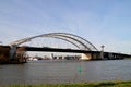 The Van Brienenoordbrug as suspension bridge over the nieuwe maas river on motorway A16 in Rotterdam the Netherlands. Royalty Free Stock Photo