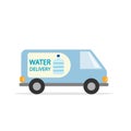 Water delivery van. Flat style. Vector graphics.