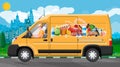 Van car full of food products. Royalty Free Stock Photo