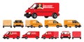 Van car set. Truck for transportation of goods. Vehicle for delivery, shown from different sides Royalty Free Stock Photo