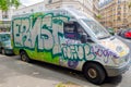 Van covered with graffiti, Paris, France Royalty Free Stock Photo