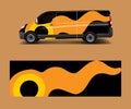 Van decal wrap design vector for Company branding . Graphic wrap decal and sticker template vector