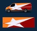 Van decal wrap design vector for Company branding . Graphic wrap decal and sticker template vector