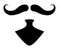 Van Dyke Beard style men illustration Facial hair Imperial mustache. Vector black male Fashion template flat barber