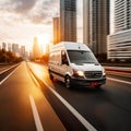 Van efficient transportation and rapid delivery, it emphasizes the vital role of delivery services in urban life. Royalty Free Stock Photo