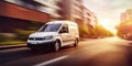 Van efficient transportation and rapid delivery, it emphasizes the vital role of delivery services in urban life. Royalty Free Stock Photo