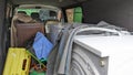 A van filled with house clearance household garage appliances ready to transport Royalty Free Stock Photo