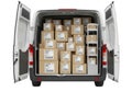 Van full of boxes ready for delivery logistics cargo transport warehouse shipping Royalty Free Stock Photo