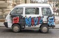 Van with graffiti in Leipzig