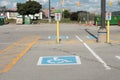 van handicap parking space with van written text below handicap symbol, calm. p Royalty Free Stock Photo