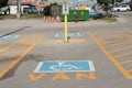 van handicap parking space with van written text below handicap symbol, traffic. p Royalty Free Stock Photo