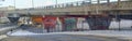 The Van Horn overpass with Graffiti below on the pillars in Montreal