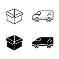 Van and moving box icon set on a white background Royalty Free Stock Photo