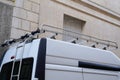 Van roof rack on top of a work small commercial vehicle truck