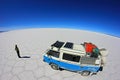 Van on Salar de Uyuni, salt lake, Bolivia