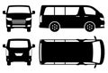 Minivan silhouette vector illustration side, front, back, top view Royalty Free Stock Photo