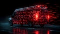 Van staying static, binary and red symbols drifting, namespace sweeping, code scrolling Royalty Free Stock Photo