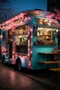 A van with street food. A food truck