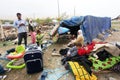 Earthquake victims family lives in a tent