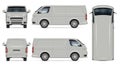 Van vector mockup. Isolated vehicle template side, front, back, top view Royalty Free Stock Photo