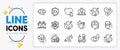 Vanadium mineral, Covid test and Vaccine announcement line icons. For web app. Vector