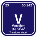 Vanadium Periodic Table of the Elements Vector illustration eps 10 Royalty Free Stock Photo