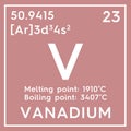 Vanadium. Transition metals. Chemical Element of Mendeleev\'s Periodic Table. 3D illustration Royalty Free Stock Photo