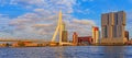 Panoramic photo of the "Kop van Zuid "in Rotterdam, Netherlands. Royalty Free Stock Photo