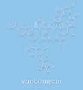 Vancomycin antibiotic drug glycopeptide class molecule. Skeletal formula.