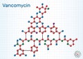 Vancomycin molecule. It is is an antibiotic used to treat bacterial infections. Structural chemical formula and molecule model. Royalty Free Stock Photo