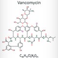 Vancomycin molecule. It is an antibiotic used to treat bacterial infections. Structural chemical formula